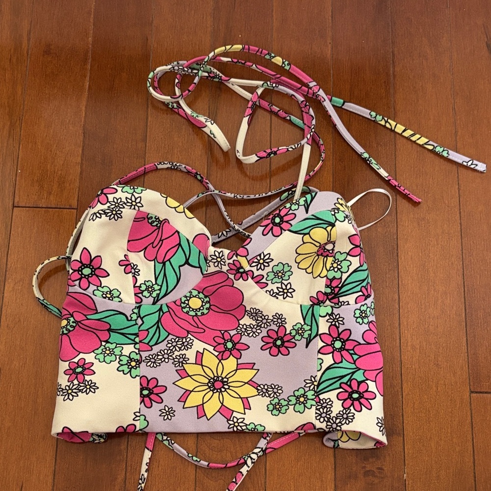 Zara Floral Tie back Top